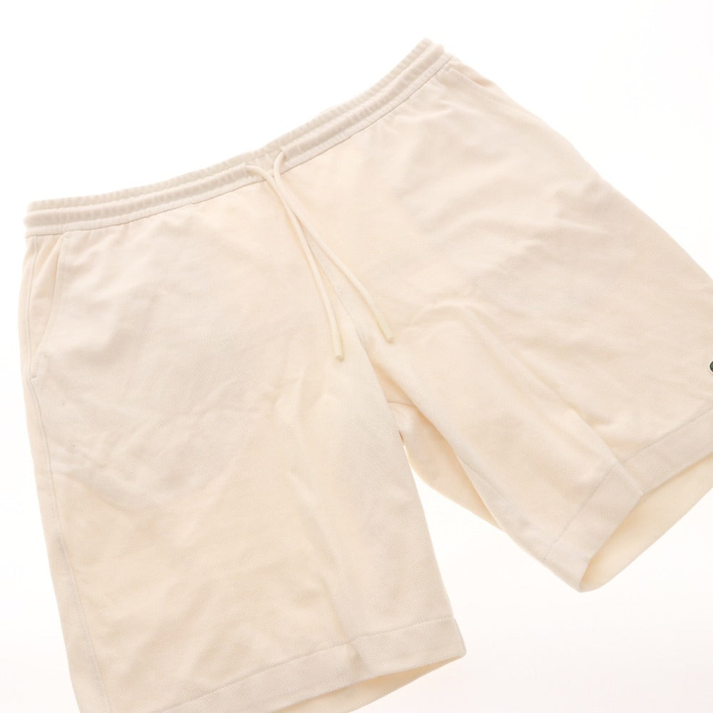 Lacoste polo shirt and shorts 2-piece set, top and bottoms, solid color, buttons, drawstring, pockets, accents, men's, size M, white, ivory