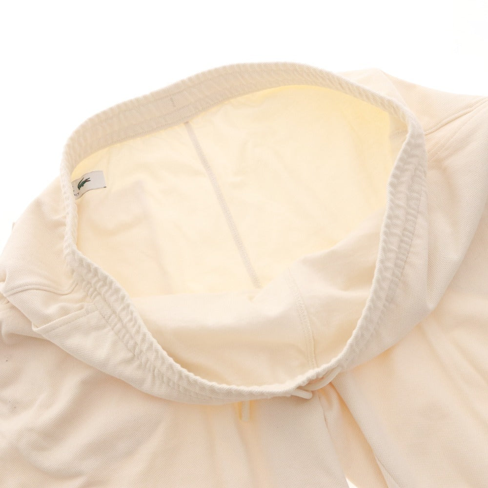 Lacoste polo shirt and shorts 2-piece set, top and bottoms, solid color, buttons, drawstring, pockets, accents, men's, size M, white, ivory