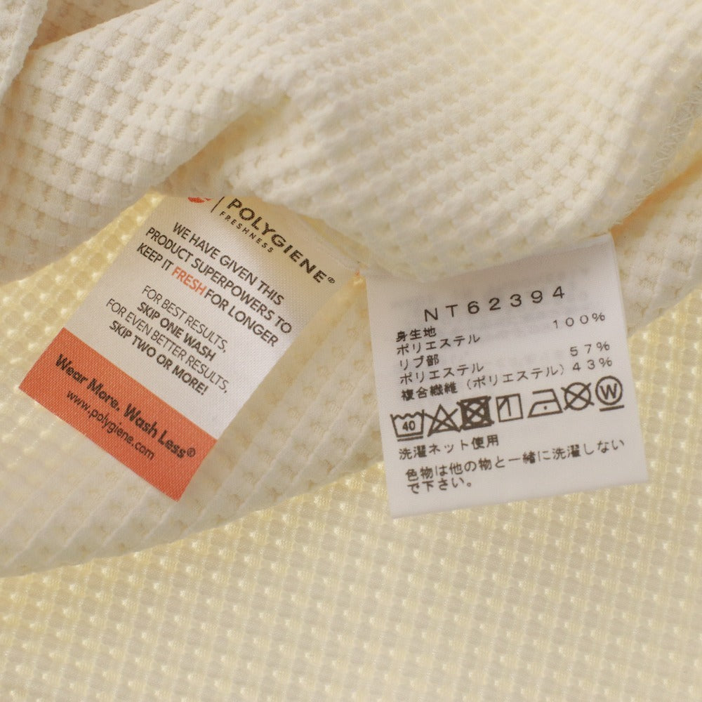 The North Face T-shirt NT62374, long sleeves, button closure, crew neck, solid color, one-point detail, men's/women's, size L, ivory, unused