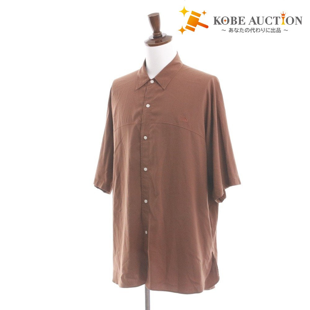 ■ ノースフェイス シャツ NR22563 半袖 トップス ボタン 無地 ワンポイント メンズ L ブラウン 未使用
