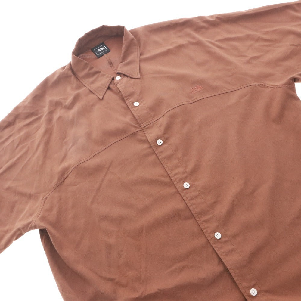 ■ ノースフェイス シャツ NR22563 半袖 トップス ボタン 無地 ワンポイント メンズ L ブラウン 未使用