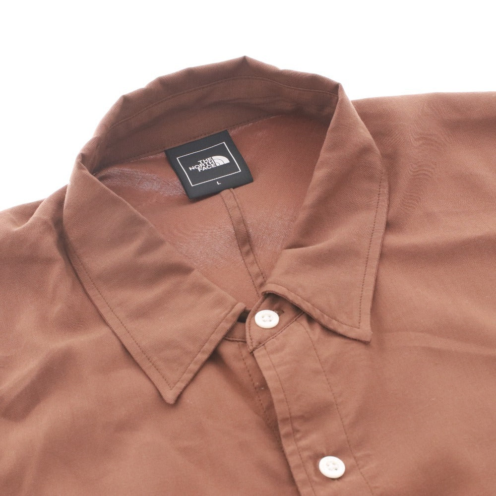 ■ ノースフェイス シャツ NR22563 半袖 トップス ボタン 無地 ワンポイント メンズ L ブラウン 未使用