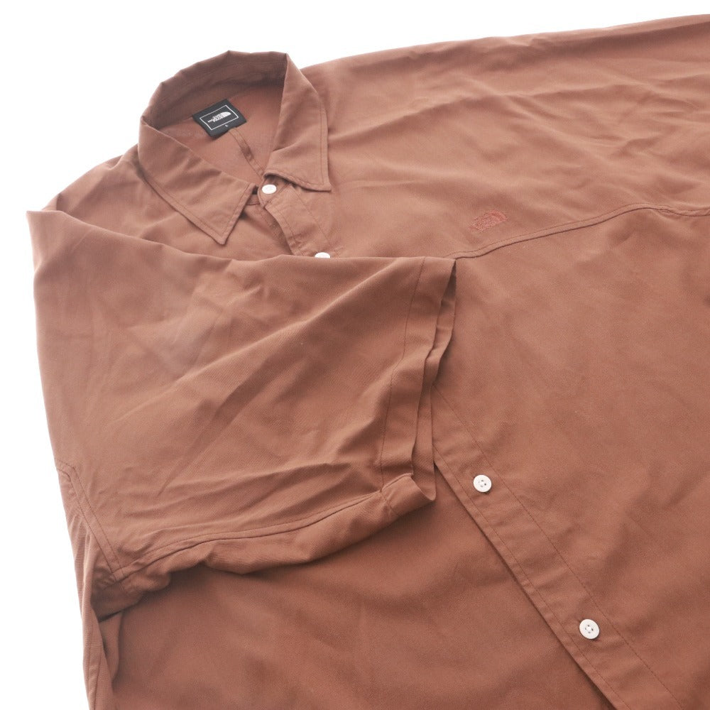 ■ ノースフェイス シャツ NR22563 半袖 トップス ボタン 無地 ワンポイント メンズ L ブラウン 未使用