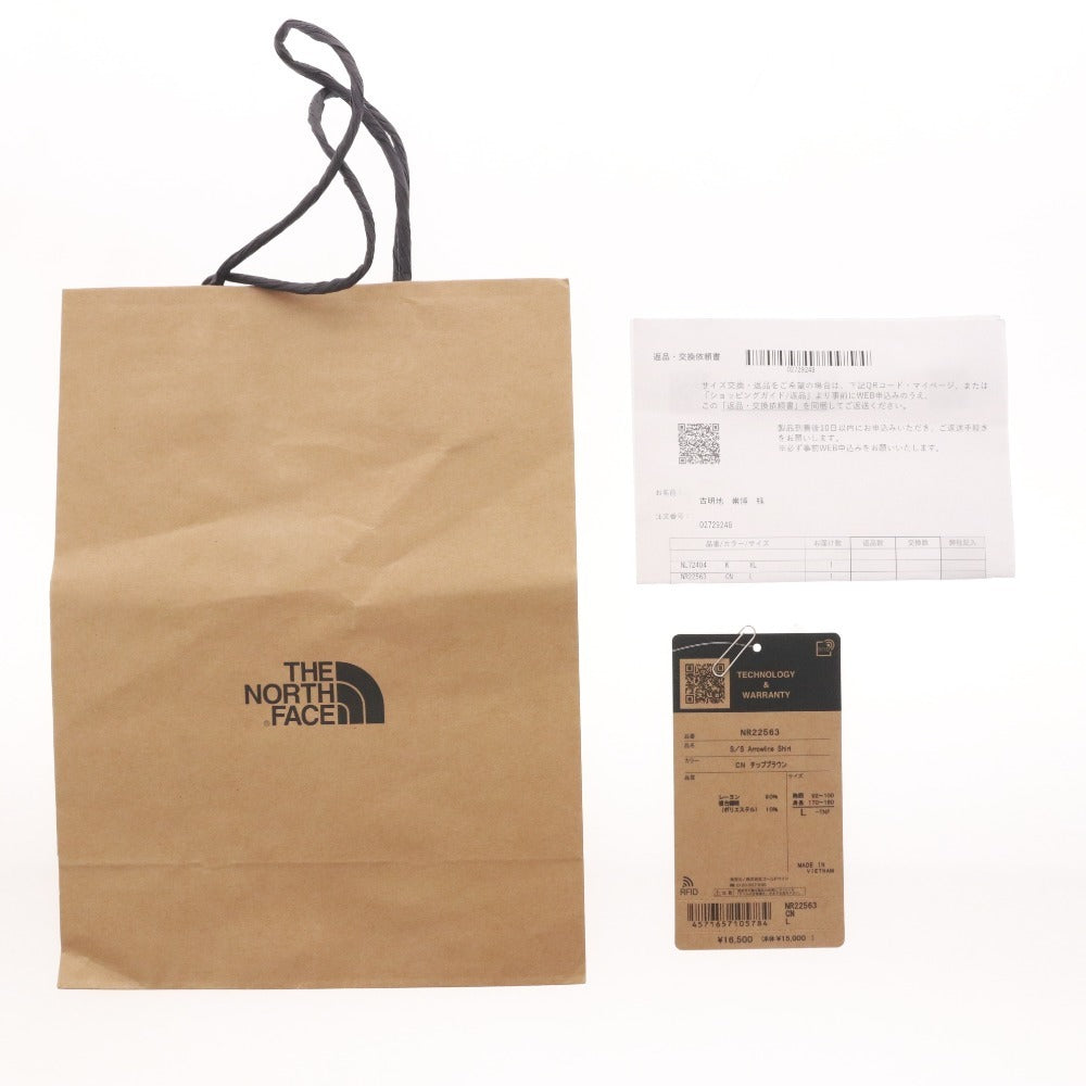 ■ ノースフェイス シャツ NR22563 半袖 トップス ボタン 無地 ワンポイント メンズ L ブラウン 未使用