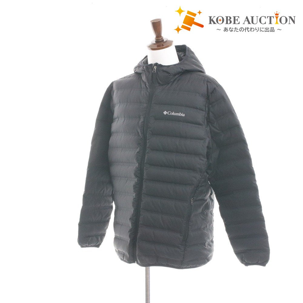 Columbia Down Jacket, Zipper Pocket, Hood, Men's/Women's, XL, Black