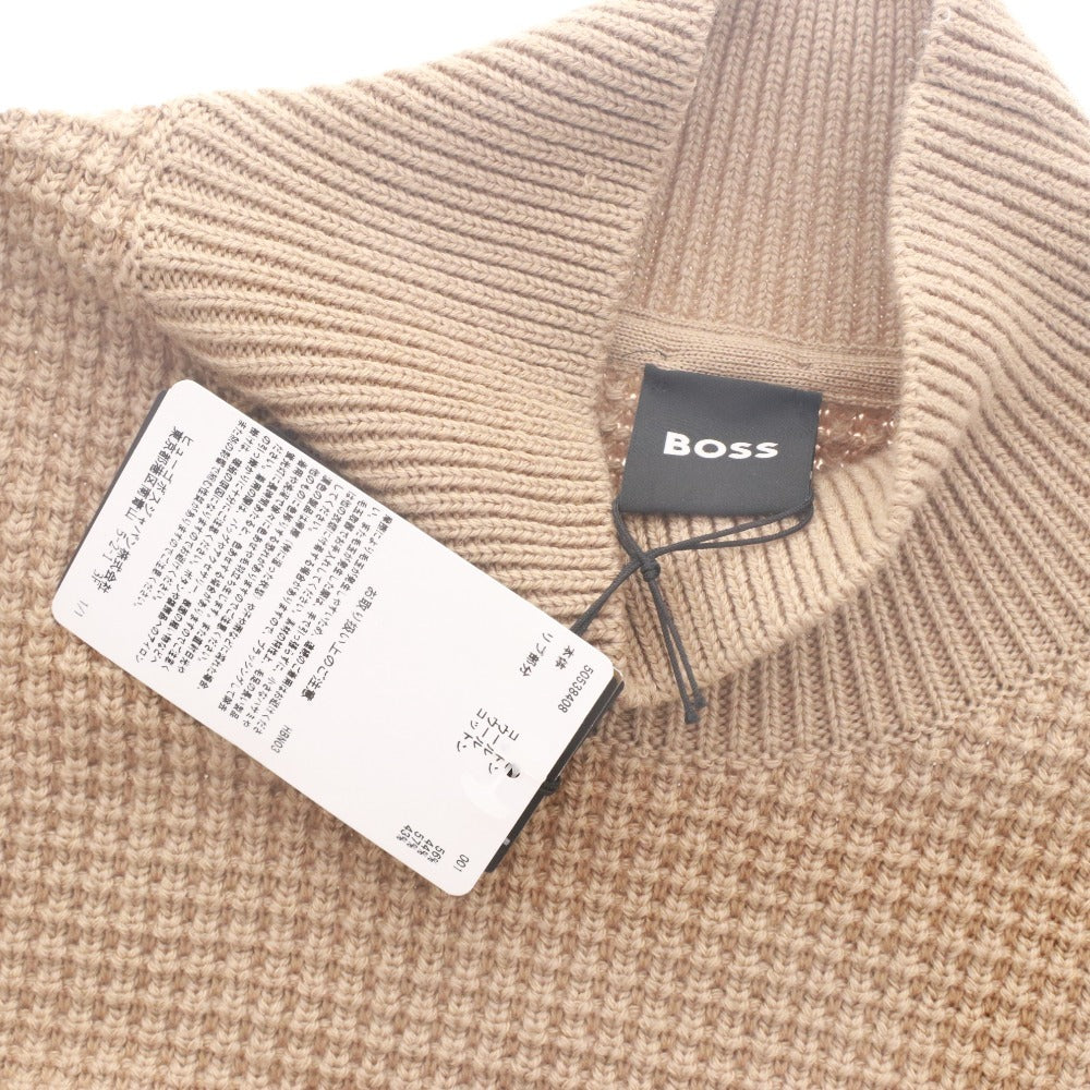 ■ ヒューゴボス セーター ニット トップス ワッフル ハイネック メンズ L ベージュ ホワイト ブラック 付属品付き 未使用
