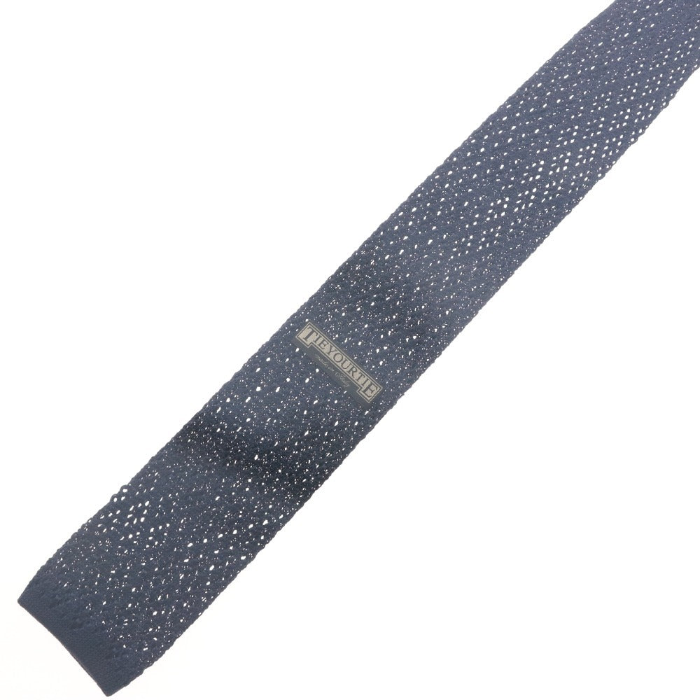 ■ タイユアタイ TIE YOUR TIE ネクタイ シルク100％ メンズ ネイビー 付属品付き 未使用