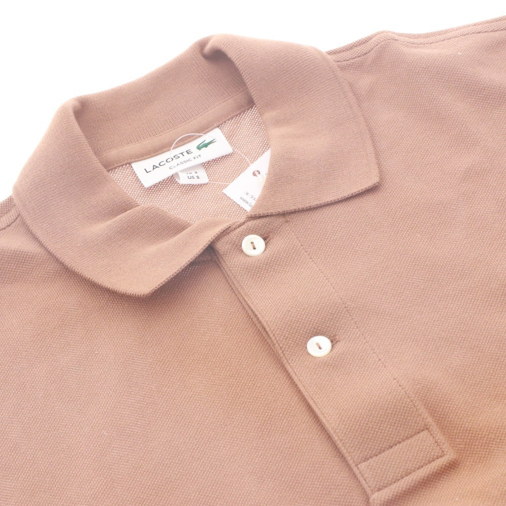 ■ ラコステ LACOSTE ポロシャツ 半袖 L1212LJ-99 トップス ワニ刺繍 メンズ 3 ブラウン タグ付き 未使用