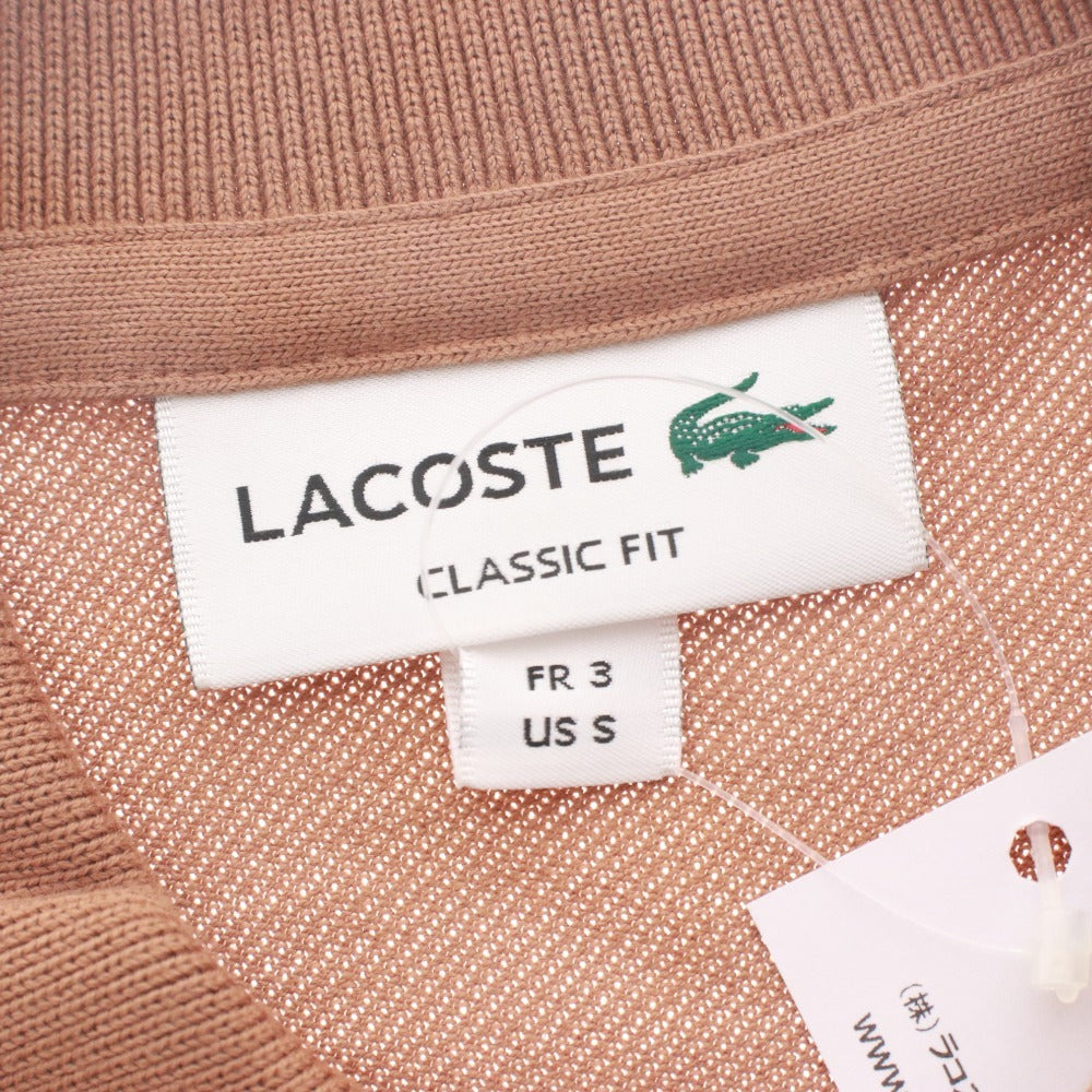 ■ ラコステ LACOSTE ポロシャツ 半袖 L1212LJ-99 トップス ワニ刺繍 メンズ 3 ブラウン タグ付き 未使用