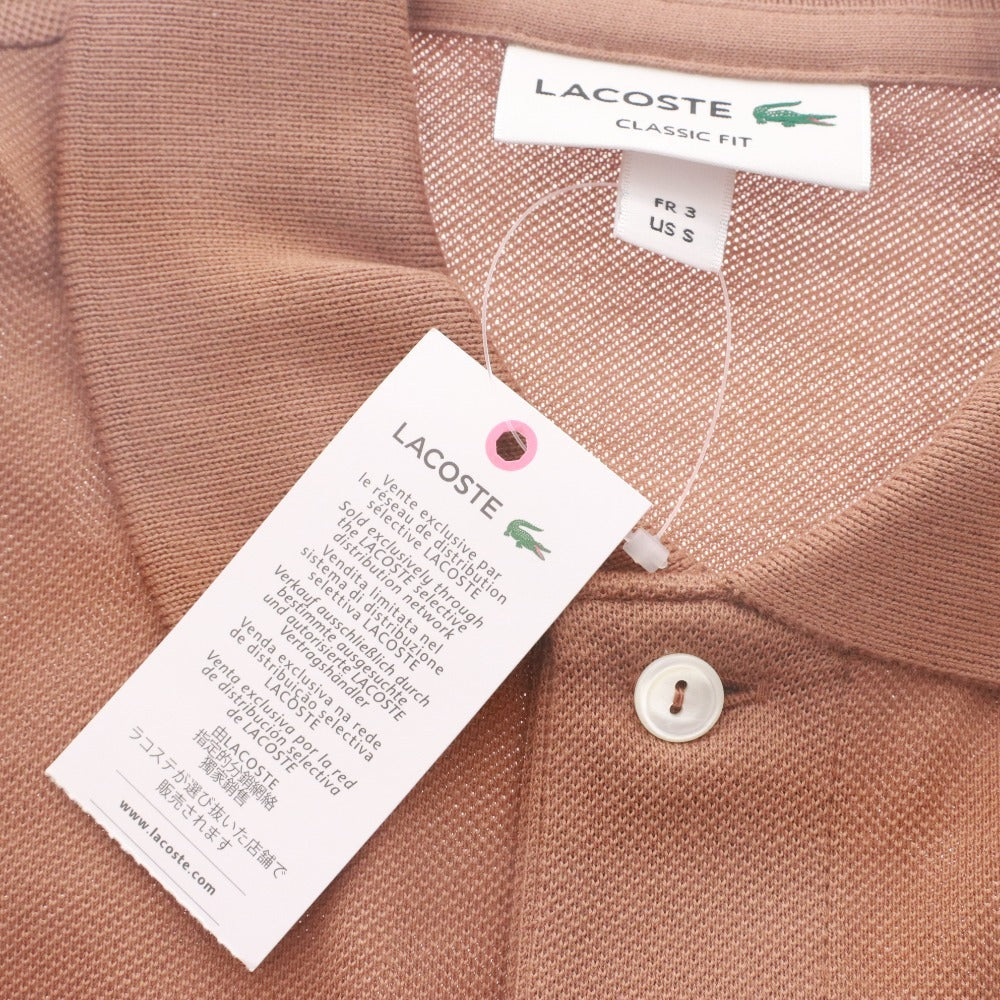■ ラコステ LACOSTE ポロシャツ 半袖 L1212LJ-99 トップス ワニ刺繍 メンズ 3 ブラウン タグ付き 未使用