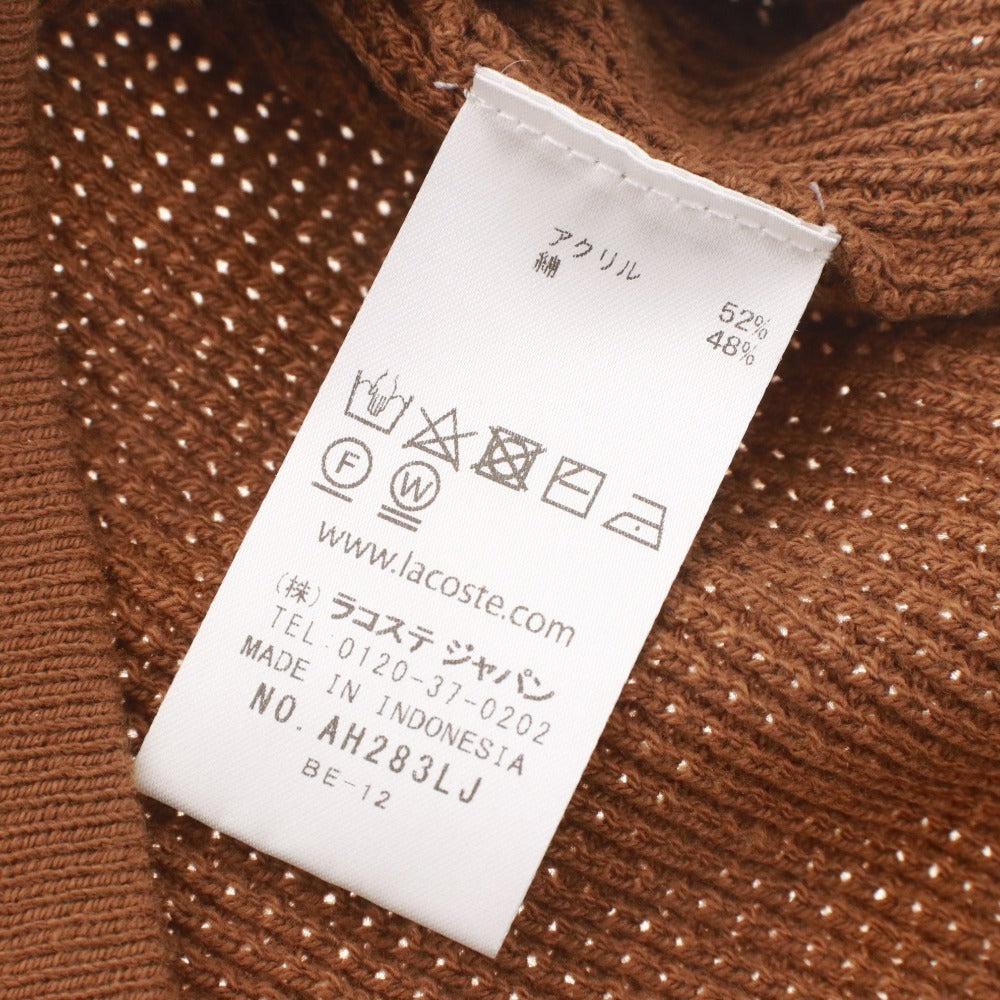■ ラコステ LACOSTE セーター 長袖 AH283LJ-99 トップス ワンポイント メンズ 3 ブラウン 付属品付き 未使用