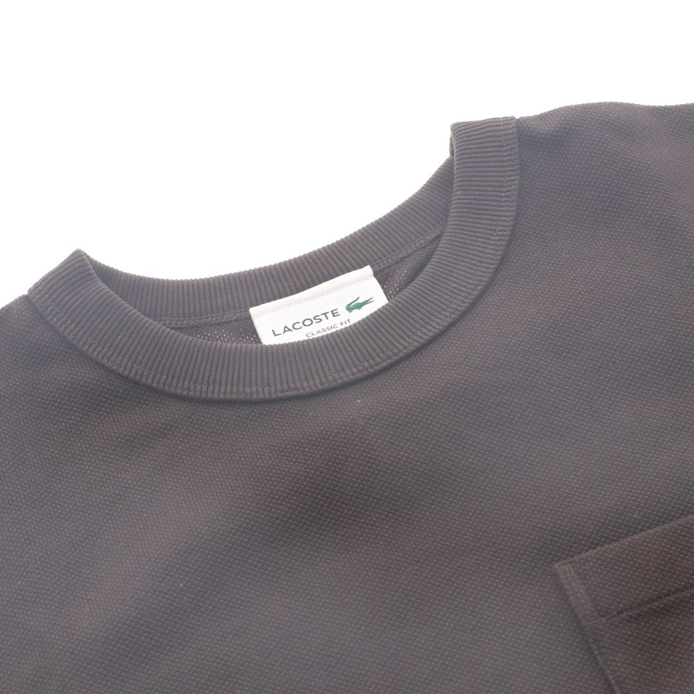 ■ ラコステ LACOSTE Tシャツ 半袖 TH4921-99 トップス ポケット 鹿の子 クルーネック ワッペン メンズ 4 ブラウン タグ付き 未使用