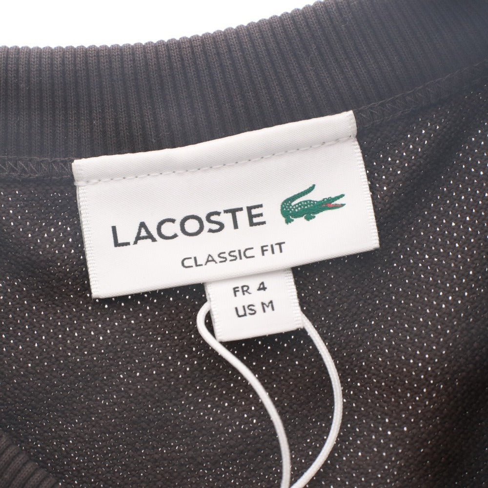 ■ ラコステ LACOSTE Tシャツ 半袖 TH4921-99 トップス ポケット 鹿の子 クルーネック ワッペン メンズ 4 ブラウン タグ付き 未使用