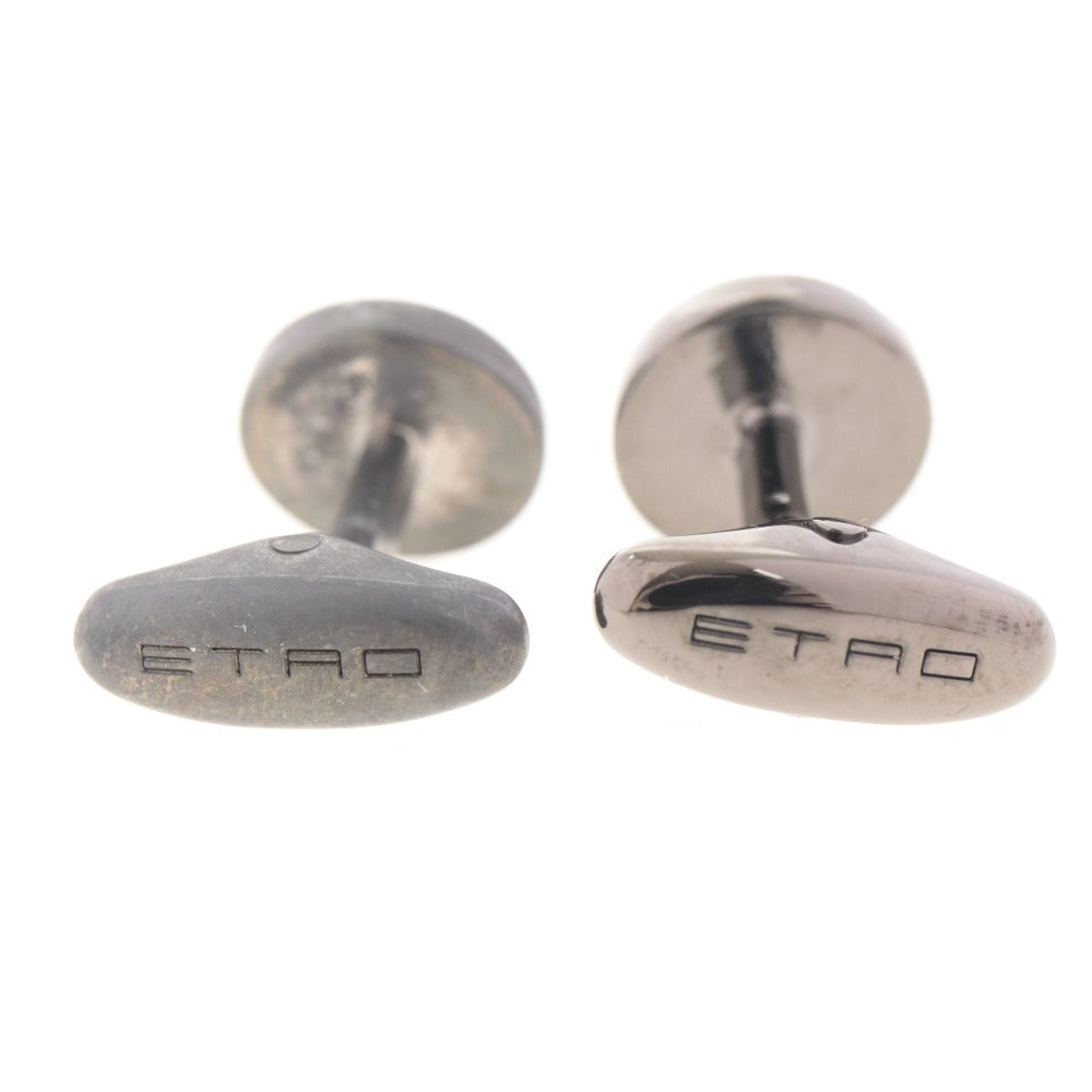 ■ ETRO エトロ カフリンクス カフスボタン ペイズリー柄 グレー シルバー 全長2cm 箱付き 未使用(訳アリ)