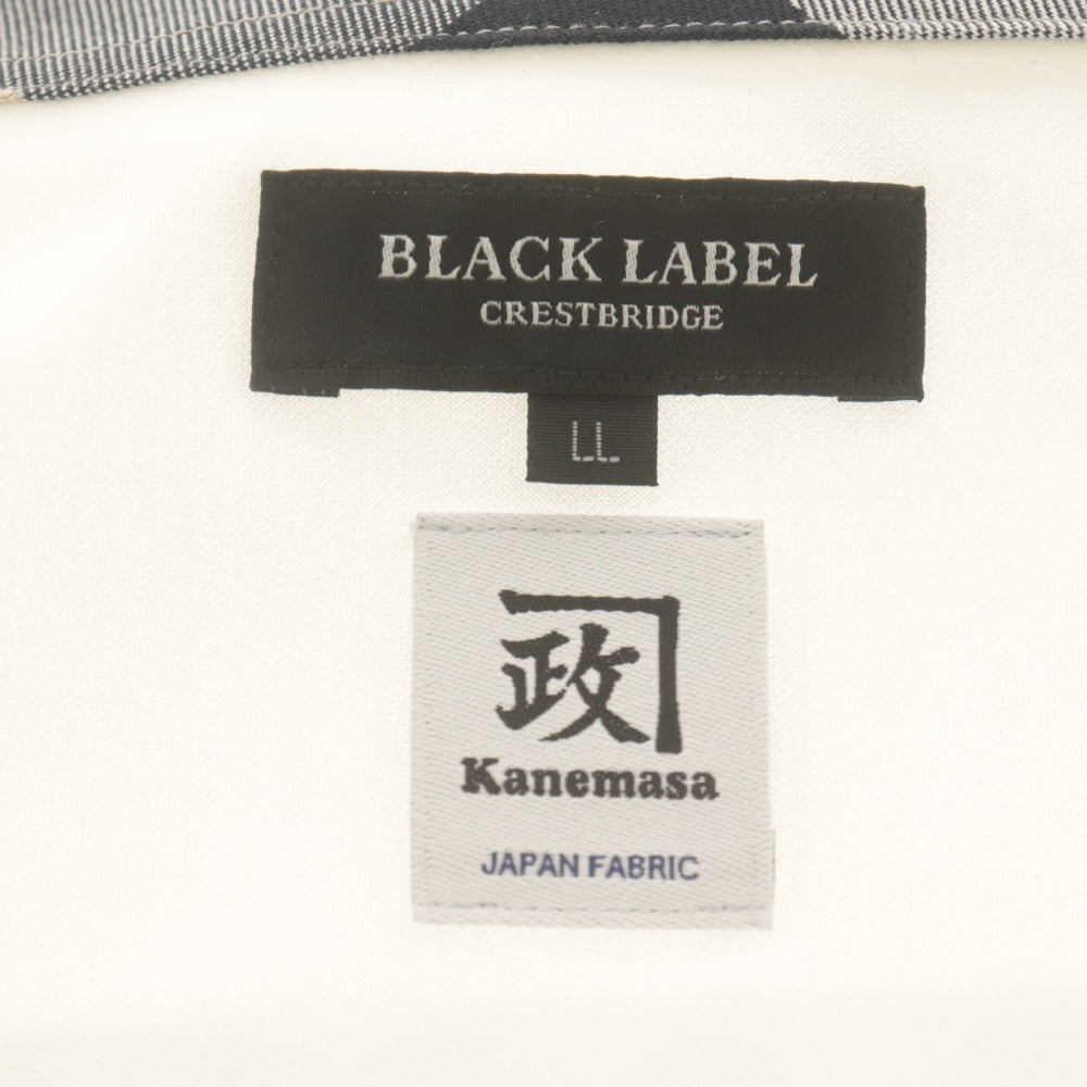 ■ BLACK LABEL CRESTBRIDGE x カネマサ莫大小 金政 ジャージーシャツ 長袖トップス クレストブリッジ セミワイド 襟 メンズ LL 白 未使用