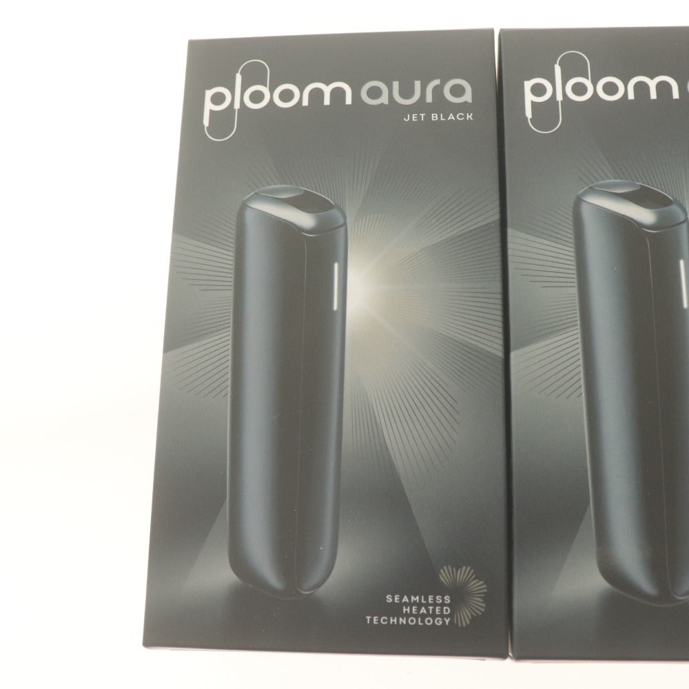 ■ Ploom AURA プルームオーラ 加熱式 電子タバコ 2点セット まとめ売り JET BLACK ジェットブラック デバイス 付属品付き 未開封 未使用
