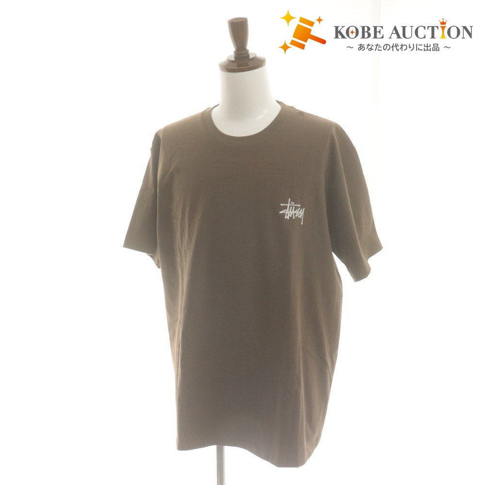 ■ STUSSY T-Shirt Short Sleeve Top Print Cotton Crew Neck Men's L Brown Accessory Included Unused