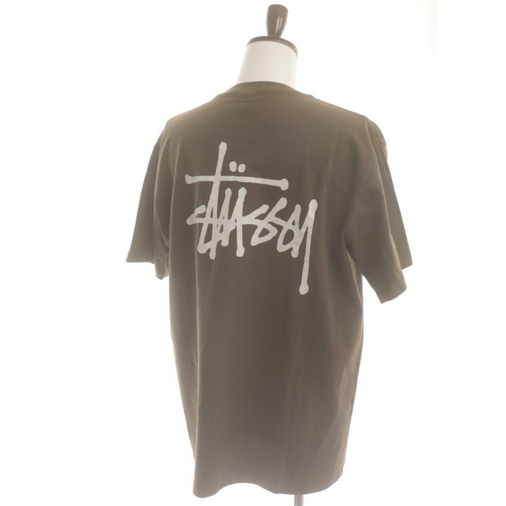 ■ STUSSY T-Shirt Short Sleeve Top Print Cotton Crew Neck Men's L Brown Accessory Included Unused