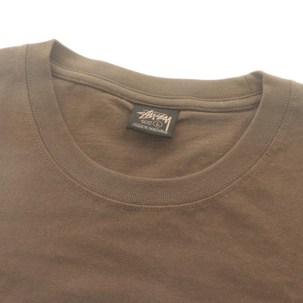 ■ STUSSY T-Shirt Short Sleeve Top Print Cotton Crew Neck Men's L Brown Accessory Included Unused