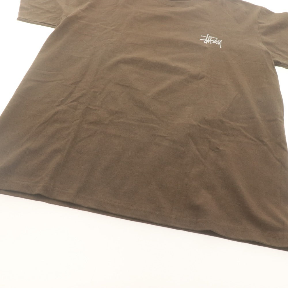 ■ STUSSY T-Shirt Short Sleeve Top Print Cotton Crew Neck Men's L Brown Accessory Included Unused