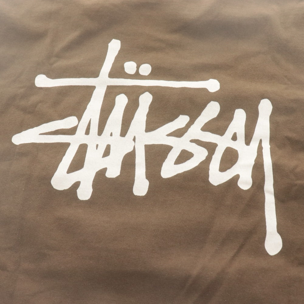 ■ STUSSY T-Shirt Short Sleeve Top Print Cotton Crew Neck Men's L Brown Accessory Included Unused