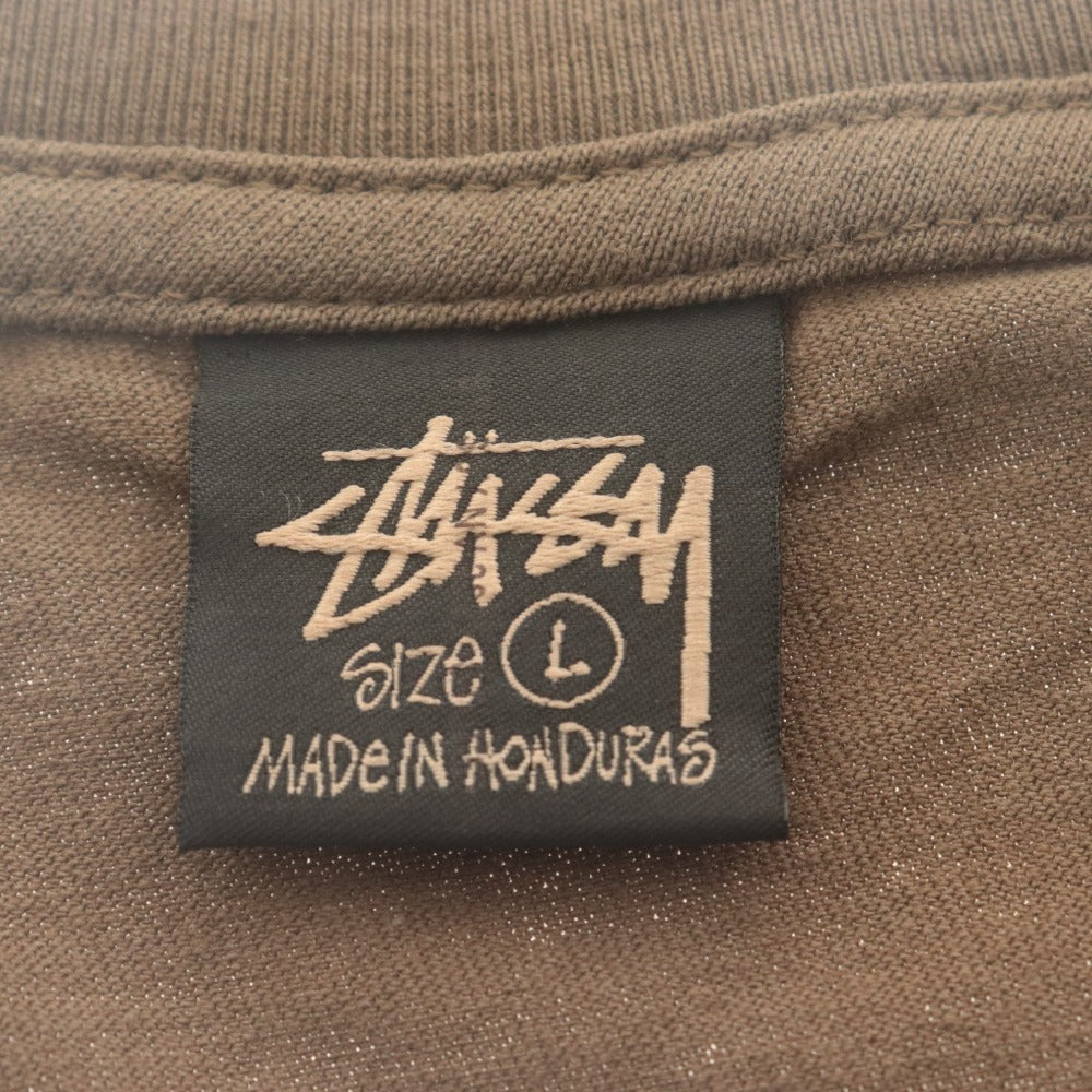■ STUSSY T-Shirt Short Sleeve Top Print Cotton Crew Neck Men's L Brown Accessory Included Unused