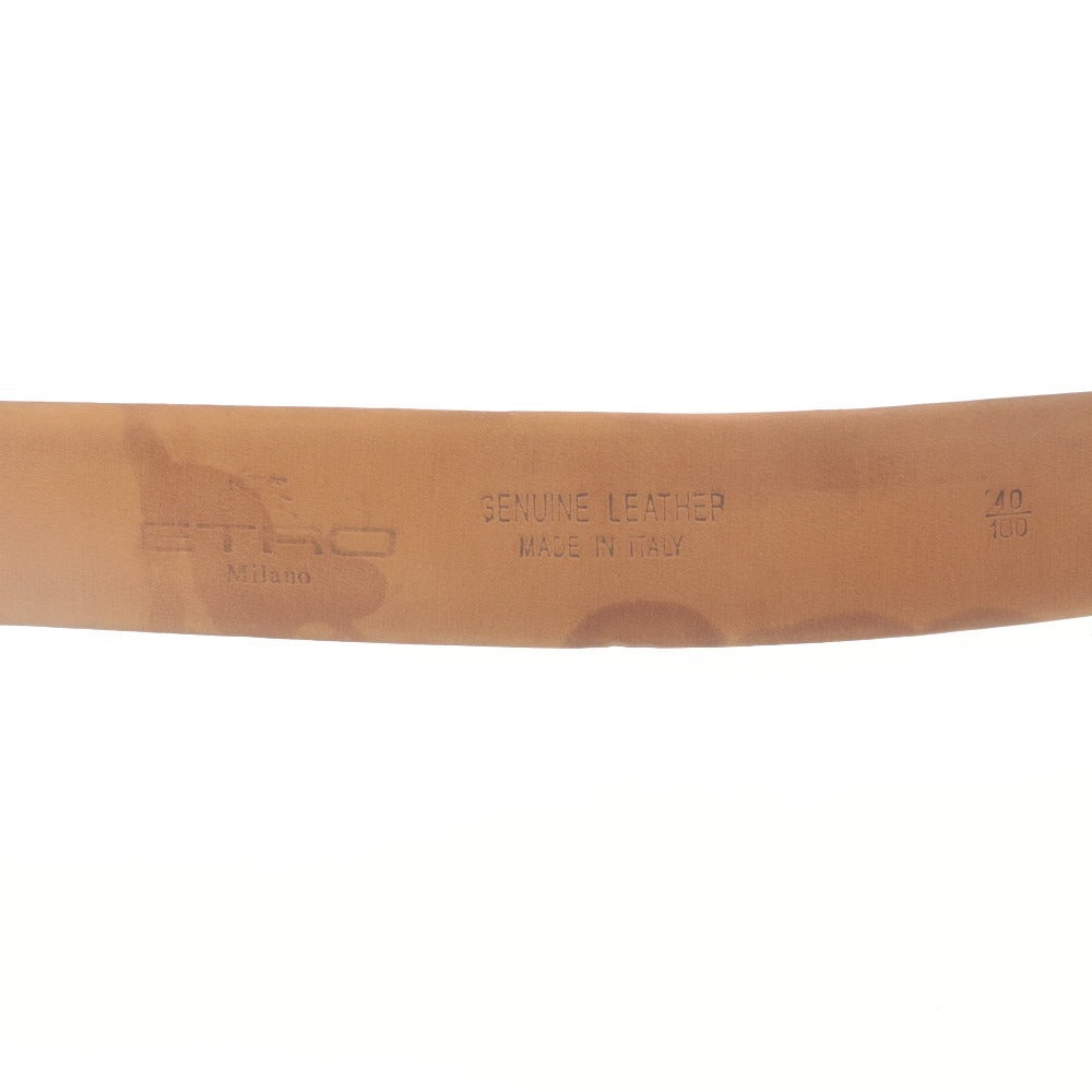 ■ ETRO Leather Paisley Belt for Men 40/100 Navy with dust bag