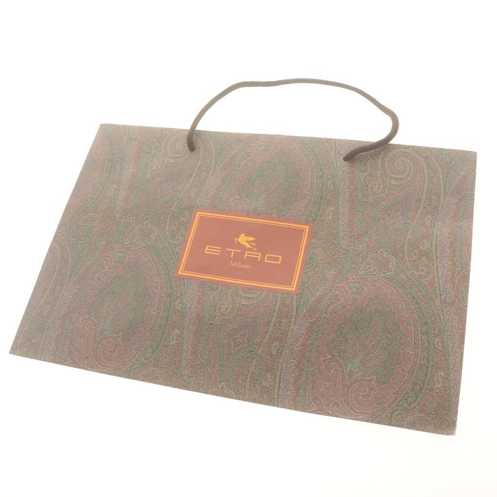 ■ ETRO Leather Paisley Belt for Men 40/100 Navy with dust bag