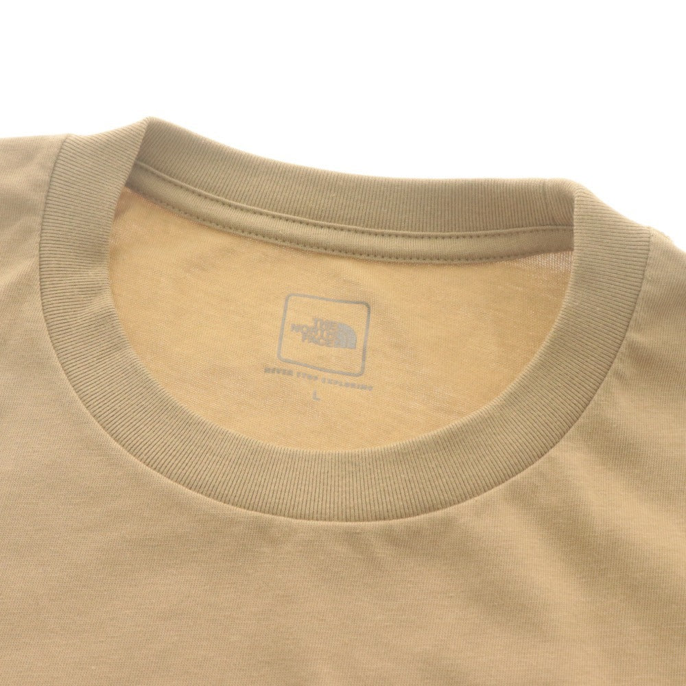 ■ THE NORTH FACE Short Sleeve T-Shirt Top Pocket Logo Embroidery Men's L Beige