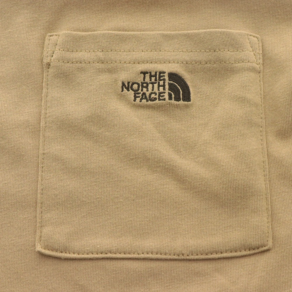 ■ THE NORTH FACE Short Sleeve T-Shirt Top Pocket Logo Embroidery Men's L Beige