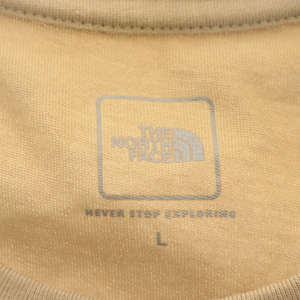 ■ THE NORTH FACE Short Sleeve T-Shirt Top Pocket Logo Embroidery Men's L Beige