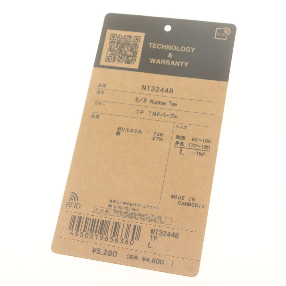 ■ THE NORTH FACE ノースフェイス Tシャツ 半袖 トップス S/S Nuptse Tee ロゴプリント メンズ L パープル タグ付き