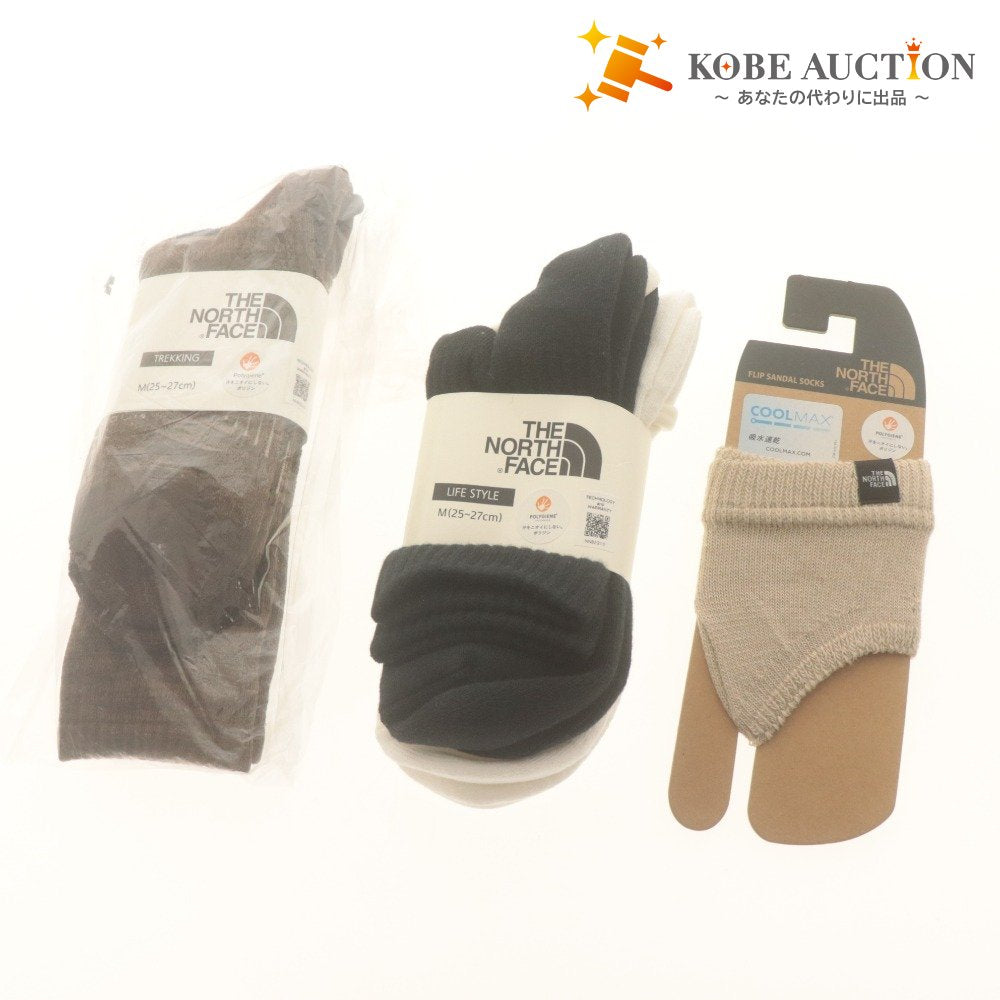 ■ THE NORTH FACE Socks, Set of 4, LIFE STYLE TREKKING SANDAL SOCKS, Sizes 25-27, 23-28, Unused