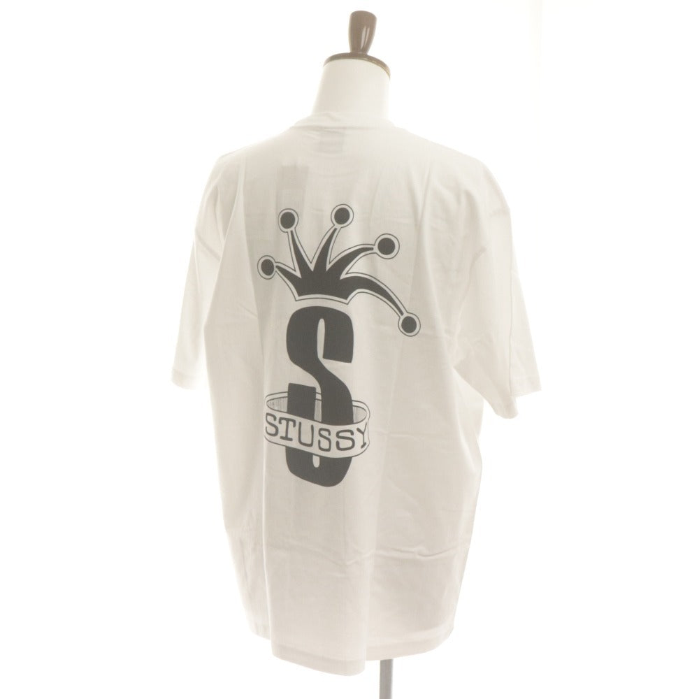 ■ STUSSY ステューシー Tシャツ 半袖 トップス クラウン バンド プリント クルーネック メンズ XL ホワイト 付属品付き未開封 未使用