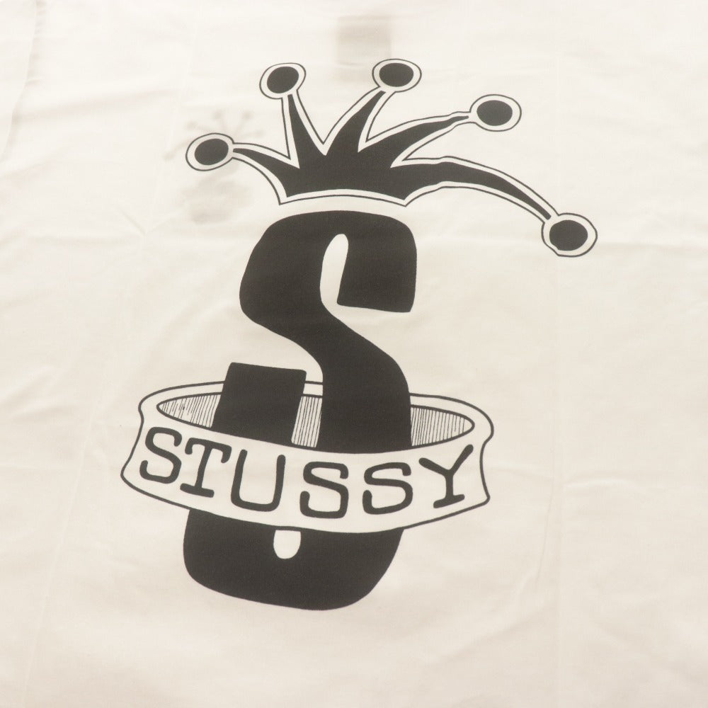 ■ STUSSY ステューシー Tシャツ 半袖 トップス クラウン バンド プリント クルーネック メンズ XL ホワイト 付属品付き未開封 未使用