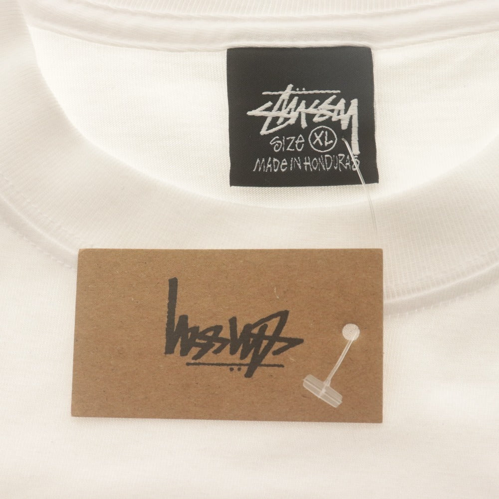 ■ STUSSY ステューシー Tシャツ 半袖 トップス クラウン バンド プリント クルーネック メンズ XL ホワイト 付属品付き未開封 未使用