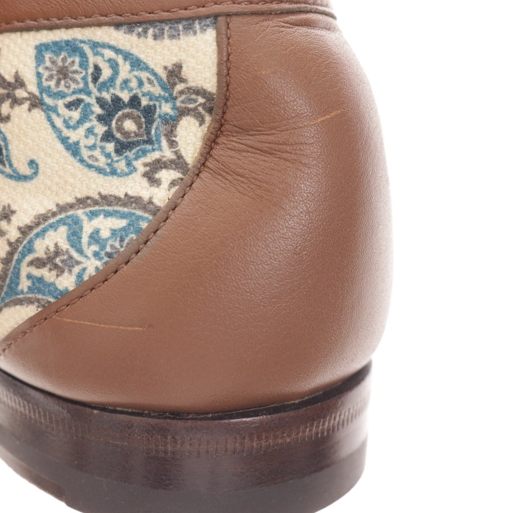 ■ グッチ ローファー 靴 ホースビット ゴールド金具 イタリア製 1953 総柄 メンズ 8 1/2 ブラウン ライトベージュ グリーン系