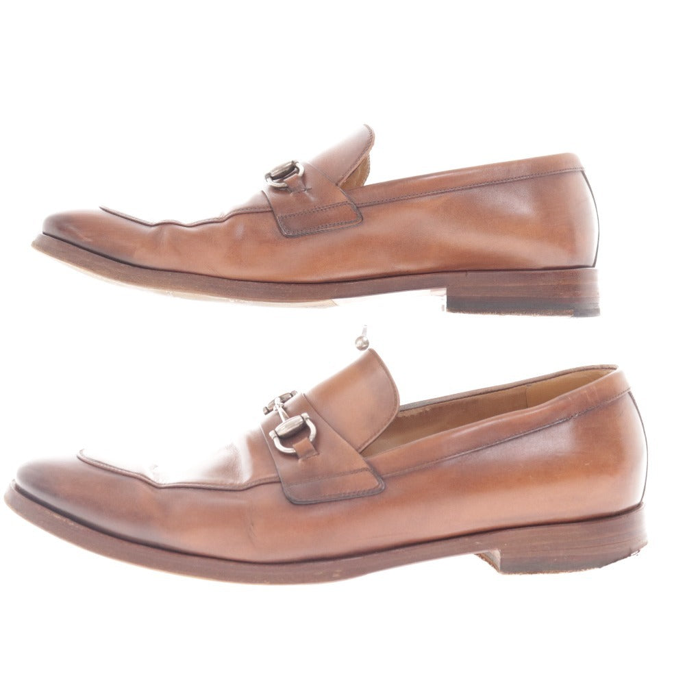 ■ グッチ ローファー 459301 靴 ローカット ホースビット 金具 メンズ 8 1/2 ブラウン