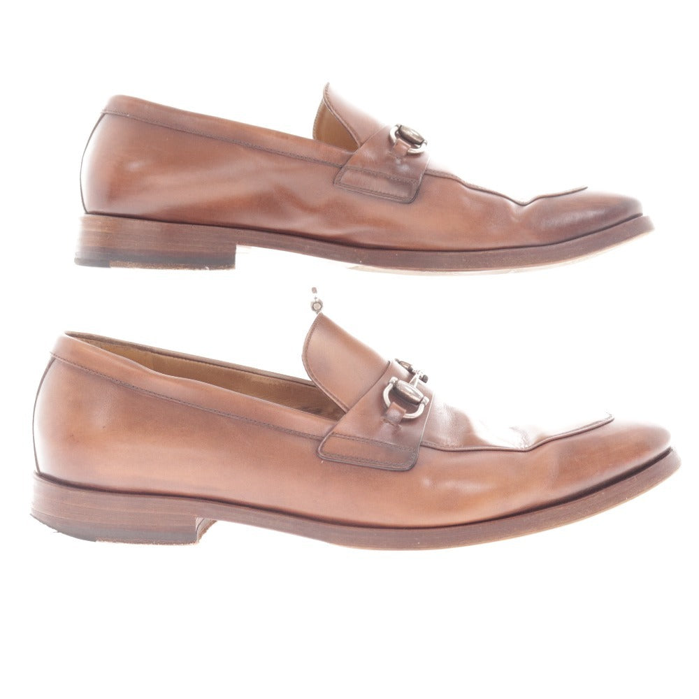 ■ グッチ ローファー 459301 靴 ローカット ホースビット 金具 メンズ 8 1/2 ブラウン