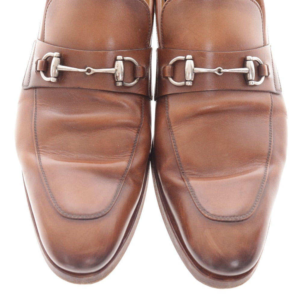 ■ グッチ ローファー 459301 靴 ローカット ホースビット 金具 メンズ 8 1/2 ブラウン