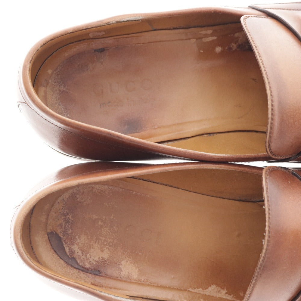 ■ グッチ ローファー 459301 靴 ローカット ホースビット 金具 メンズ 8 1/2 ブラウン