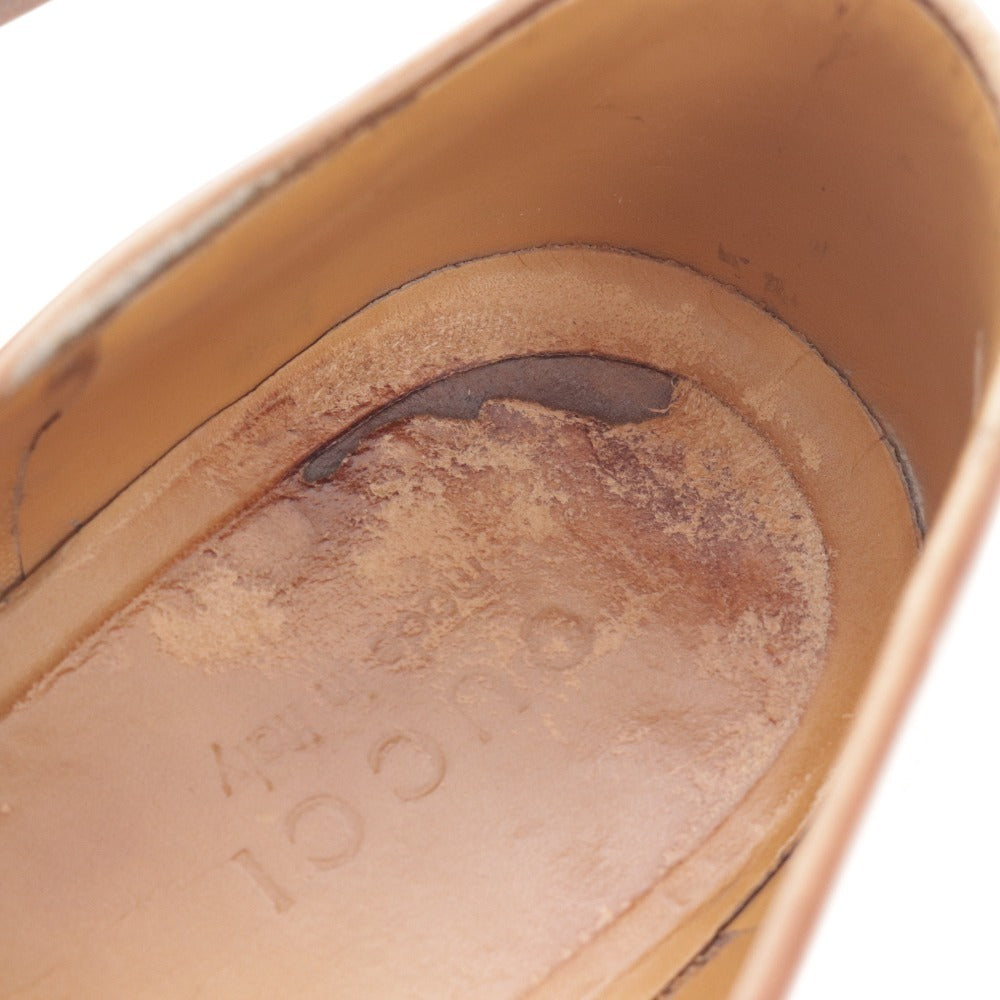 ■ グッチ ローファー 459301 靴 ローカット ホースビット 金具 メンズ 8 1/2 ブラウン