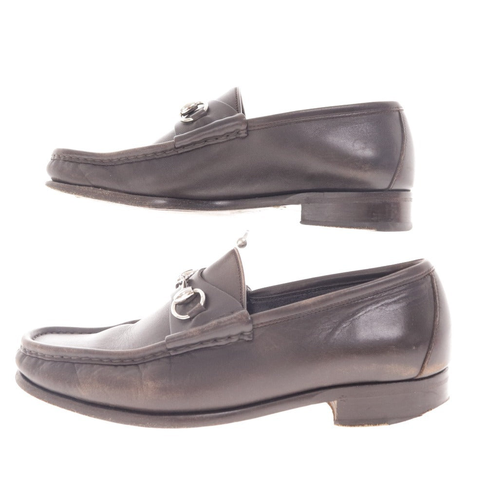 ■ グッチ ローファー 015938 靴 ローカット ホースビット 金具 メンズ 42 E ダークブラウン