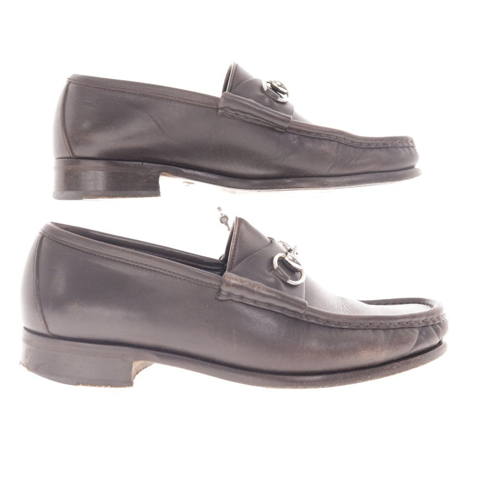 ■ グッチ ローファー 015938 靴 ローカット ホースビット 金具 メンズ 42 E ダークブラウン