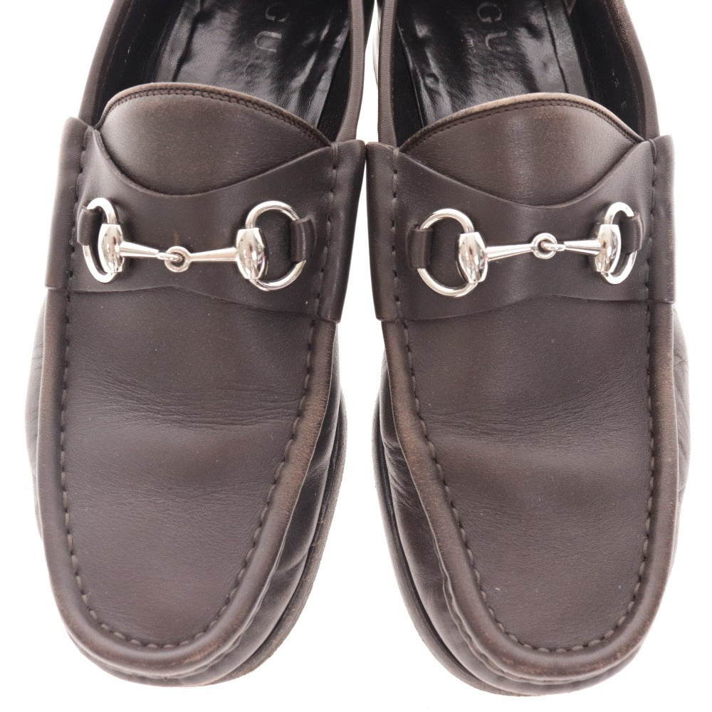 ■ グッチ ローファー 015938 靴 ローカット ホースビット 金具 メンズ 42 E ダークブラウン