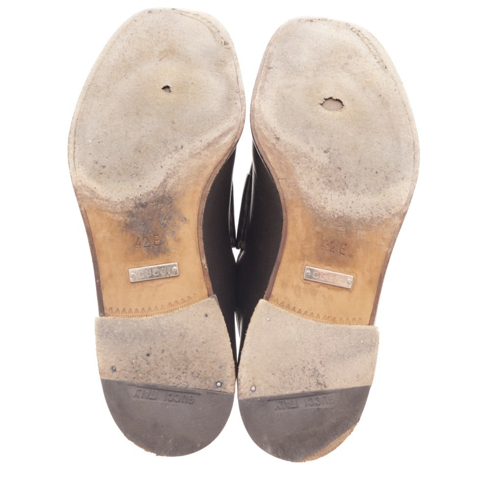 ■ グッチ ローファー 015938 靴 ローカット ホースビット 金具 メンズ 42 E ダークブラウン