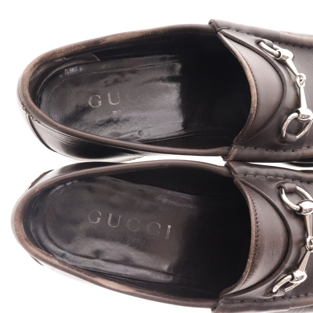 ■ グッチ ローファー 015938 靴 ローカット ホースビット 金具 メンズ 42 E ダークブラウン