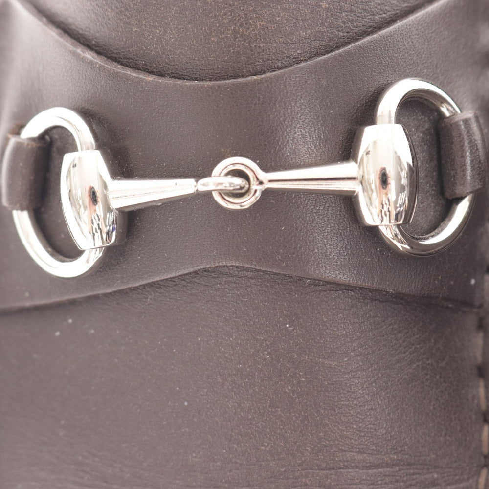 ■ グッチ ローファー 015938 靴 ローカット ホースビット 金具 メンズ 42 E ダークブラウン