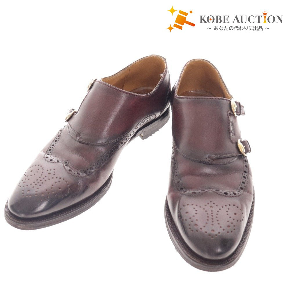 ■ Gucci coin loafers shoes saddle belt gold hardware logo men's size 42 1/2 E burgundy dark brown accessories included