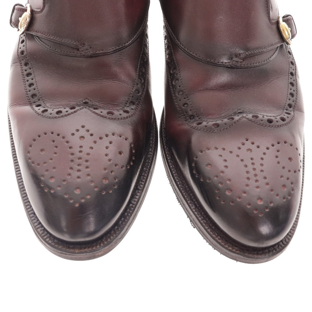 ■ Gucci coin loafers shoes saddle belt gold hardware logo men's size 42 1/2 E burgundy dark brown accessories included